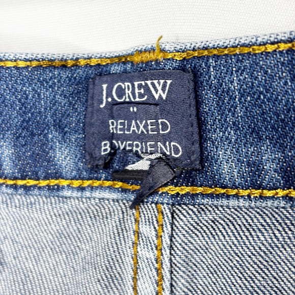 J.Crew Relaxed Boyfriend Jeans Womens Size 32 Blue Denim Distressed Cropped - Picture 7 of 9